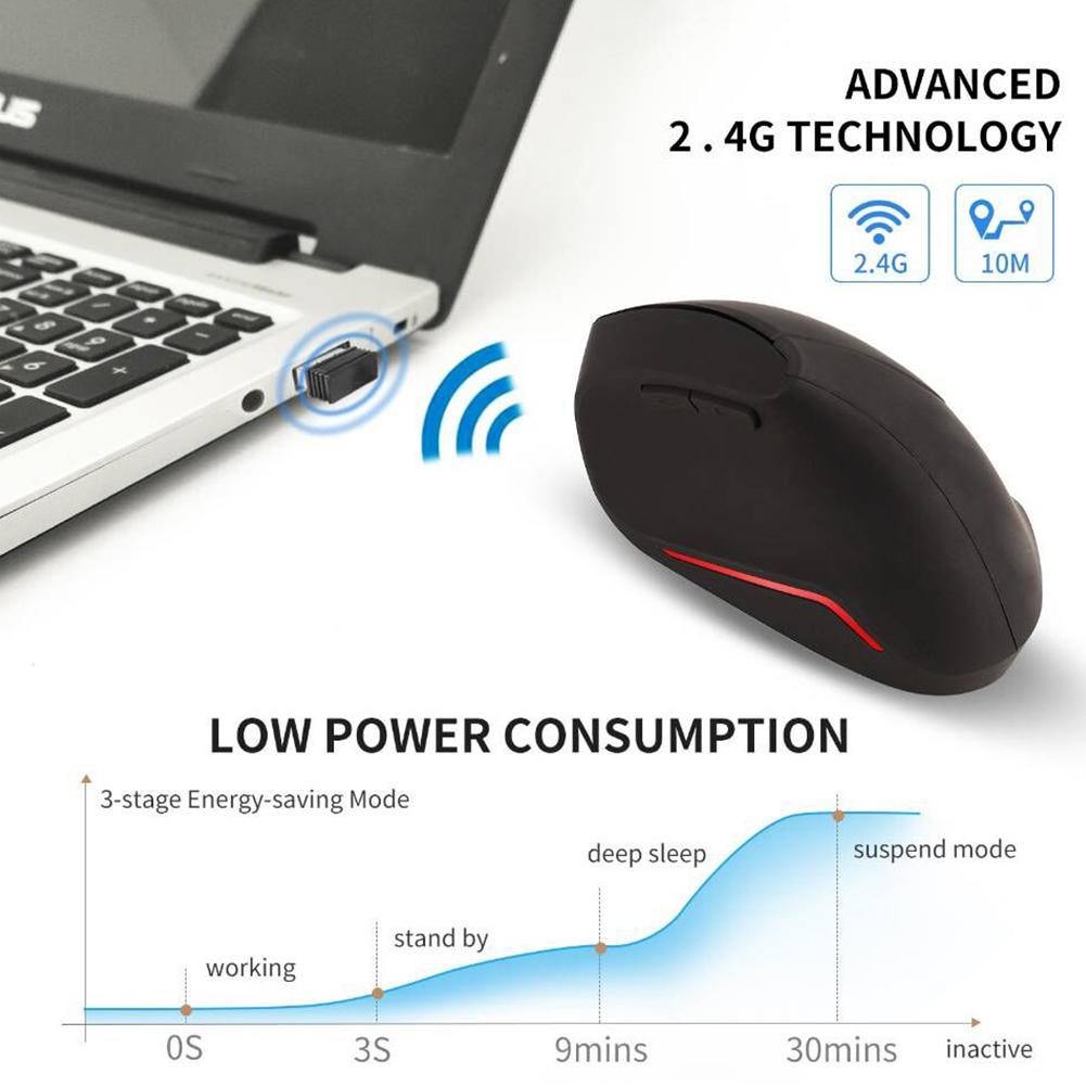 6 Nút Công Thái Dọc Mặt Bánh Xe 2.4Ghz Không Dây 6 Nút Ergonomic Thoải Mái Tiết Kiệm Điện