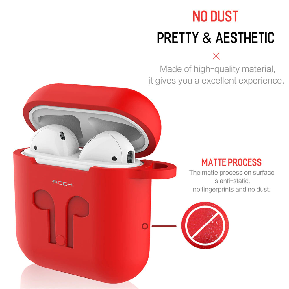 Trắng - Bao case silicon cho Apple Airpods 1 / 2 hiệu Rock Carying Case (Đính kèm dây nối chống mất) - Hàng nhập khẩu