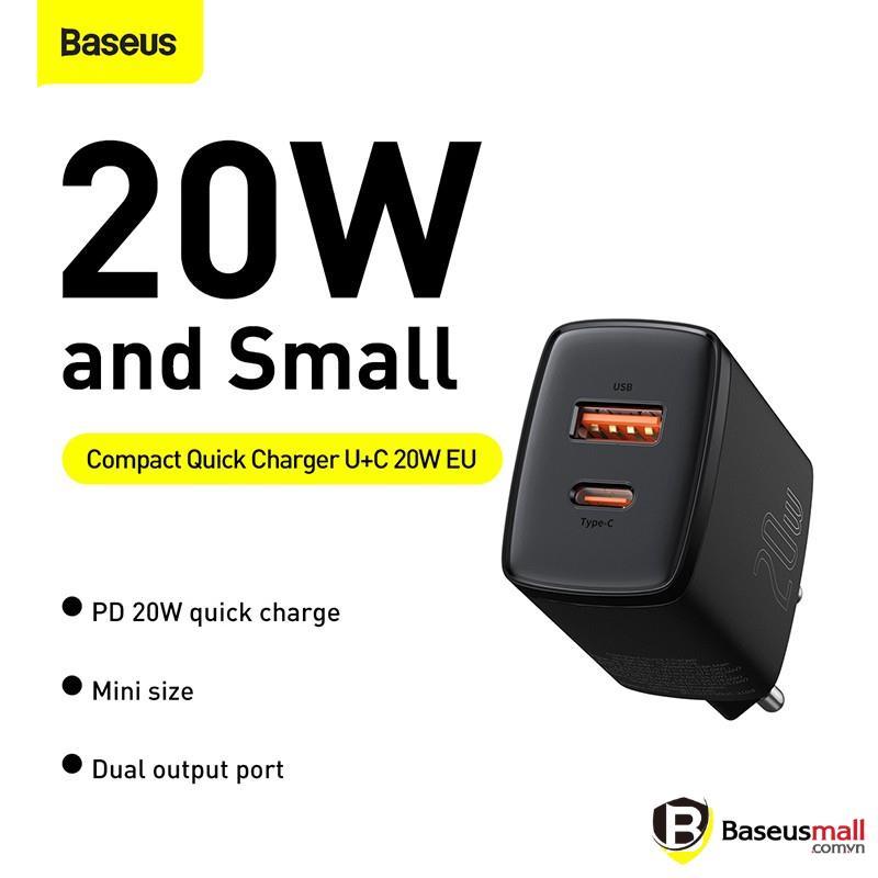 Baseus -BaseusMall VN Cốc sạc siêu nhỏ gọn 20W Baseus Compact Quick Charger (Hàng chính hãng