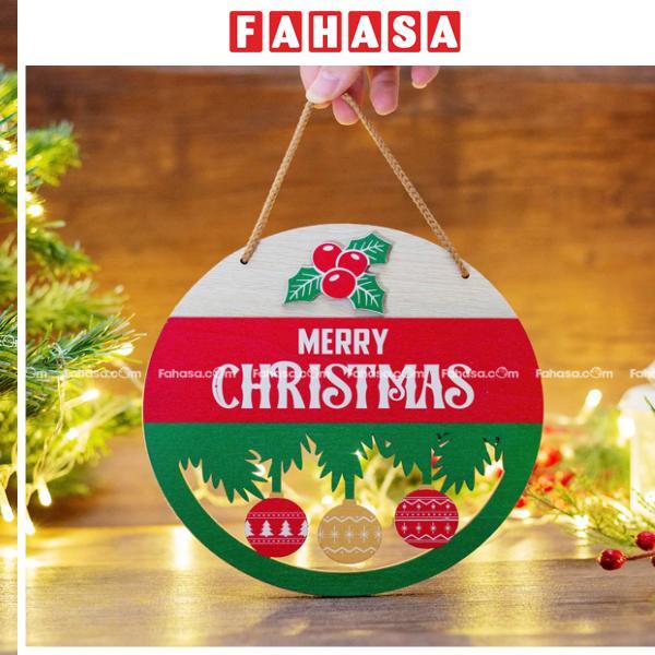 Bảng Gỗ Tròn Treo Tường Trang Trí Giáng Sinh - Bách Mộc - Ba Quả Châu