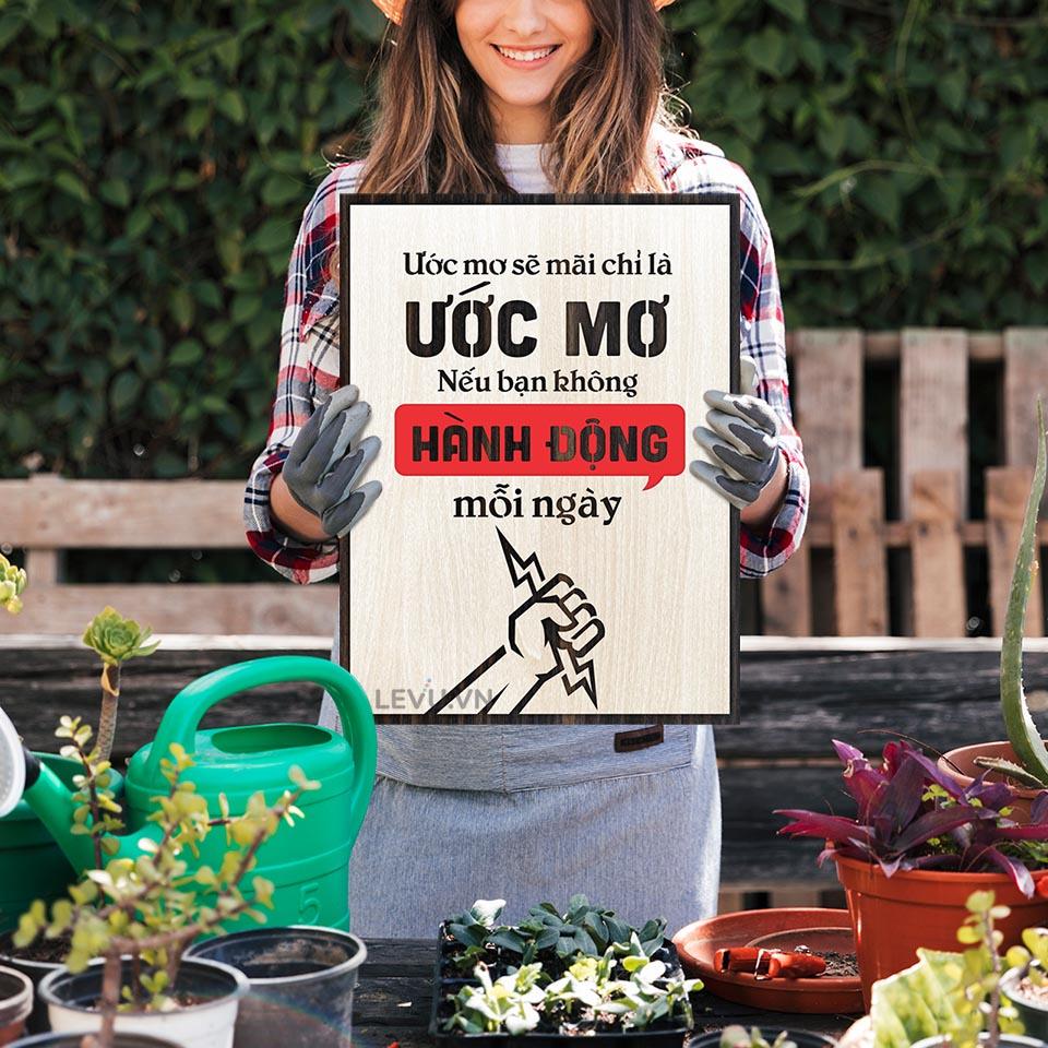 Tranh Trang Trí Quán LEVU LV100 "Ước mơ sẽ mãi là ước mơ nếu bạn không hành động mỗi ngày"