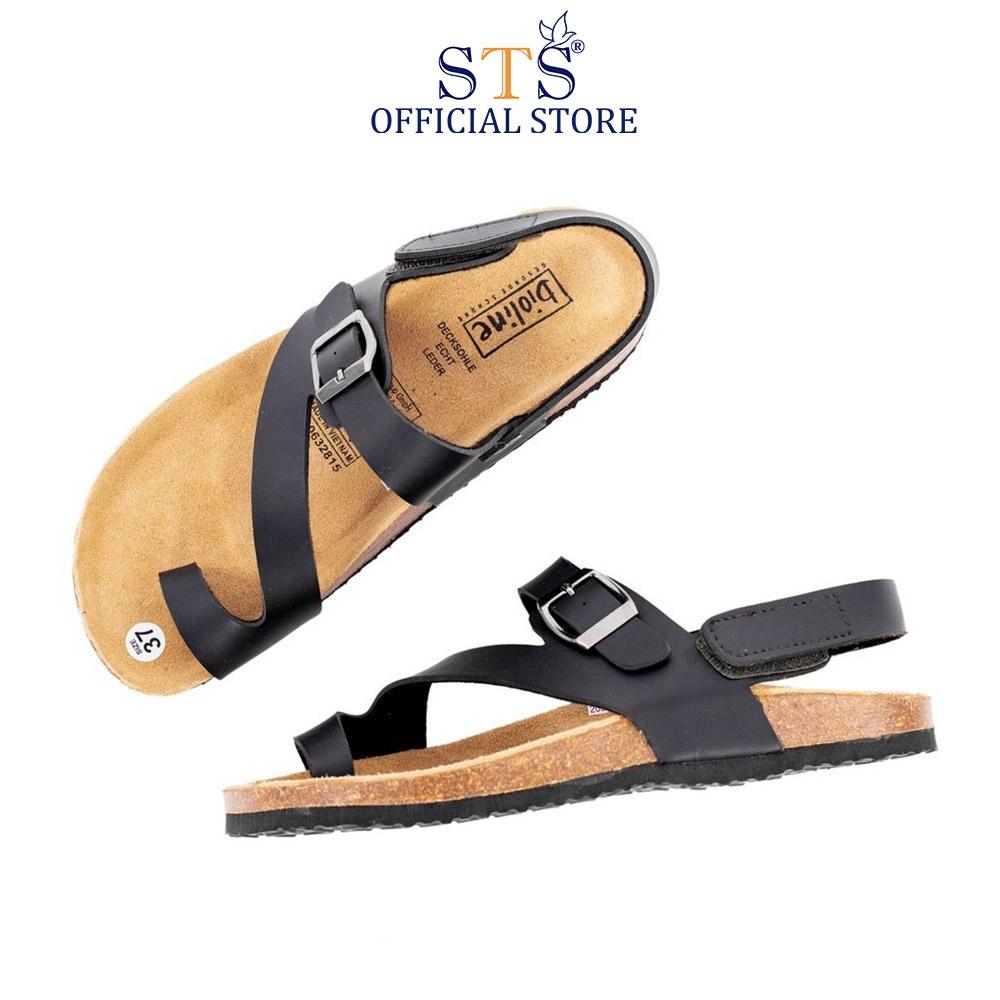 Dép Sandal Đế Trấu Birken xỏ ngón quai chéo đi biển đi chơi Da PU cao cấp hàng xuất khẩu siêu bền STPU24