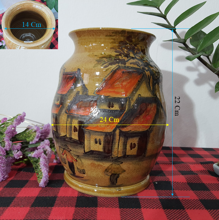 Bình hoa họa tiết hà nội xưa H24