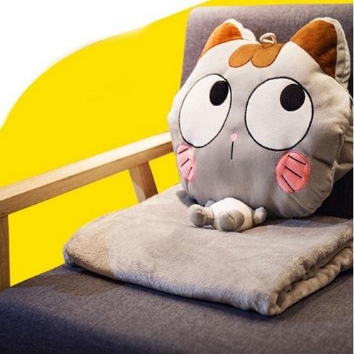 Bộ Chăn Gối Gấu Bông Totoro tròn. Chăn gối văn phòng 3in1