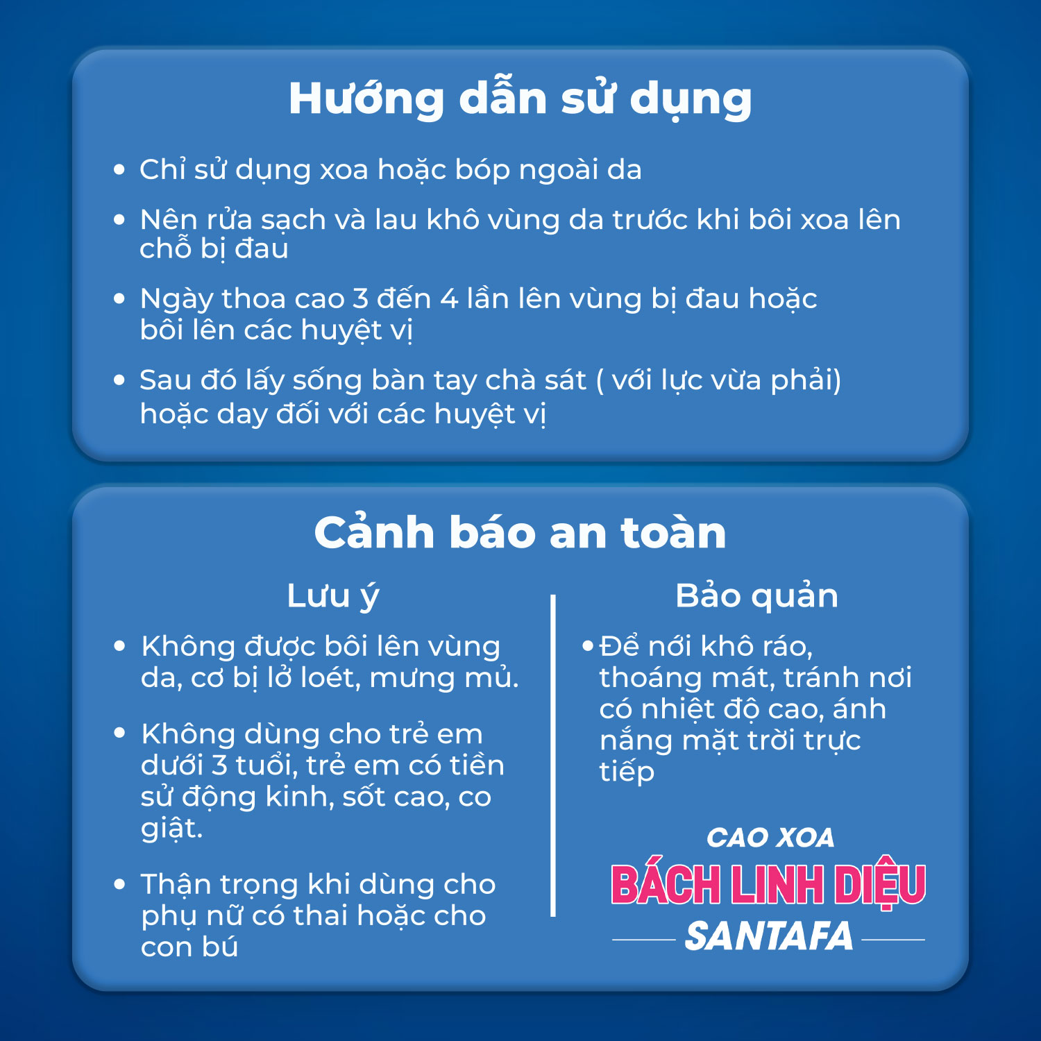 Cao Xoa Bóp Bách Linh Diệu Santafa Hiệu Quả 8H Hỗ Trợ Giảm Đau Viêm Khớp, Thoái Hoá Khớp, Đau Nhức Chân Tay, Đau Vai Gáy, Cột Sống