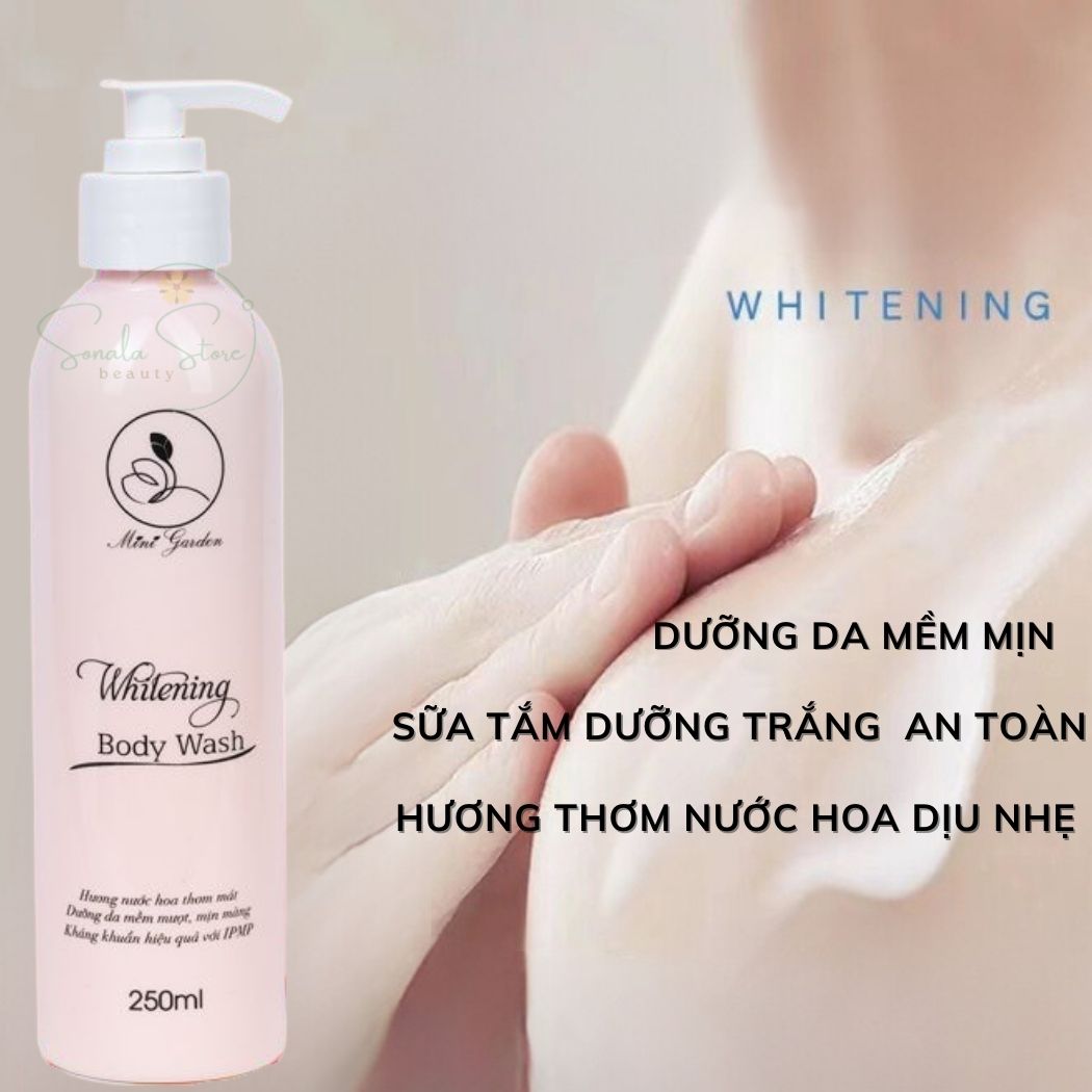 Sữa Tắm Trắng Da Giữ Ẩm Men Bia MINIGARDEN WHITENING BODY WASH 250ml Dưỡng Trắng Da Toàn Thân Phục Hồi Da Khô Giúp Da Mềm Mịn SONALA