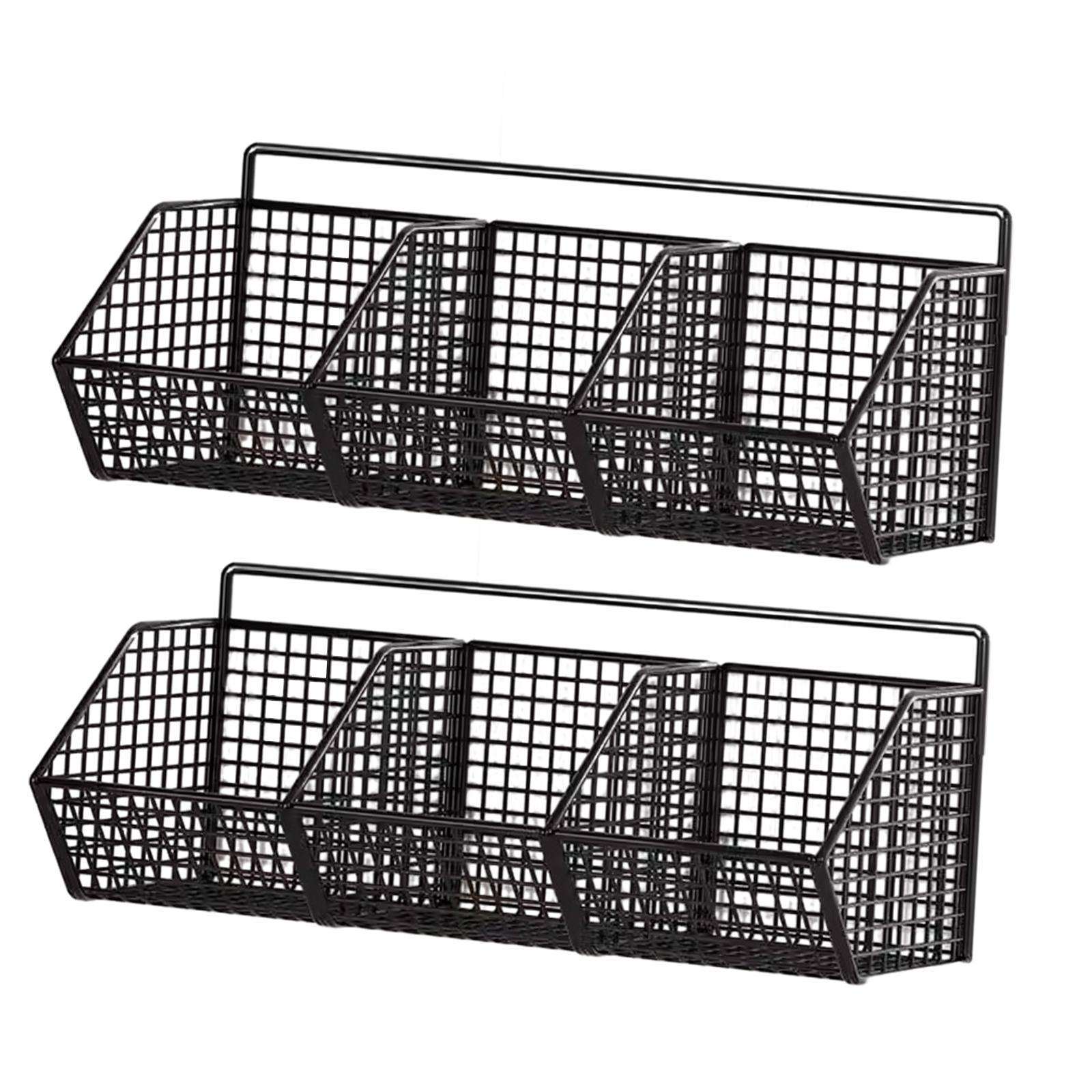 2x Minimalist Hanging Fruit Basket 3 Grids for Fruits Vegetables Snacks Home