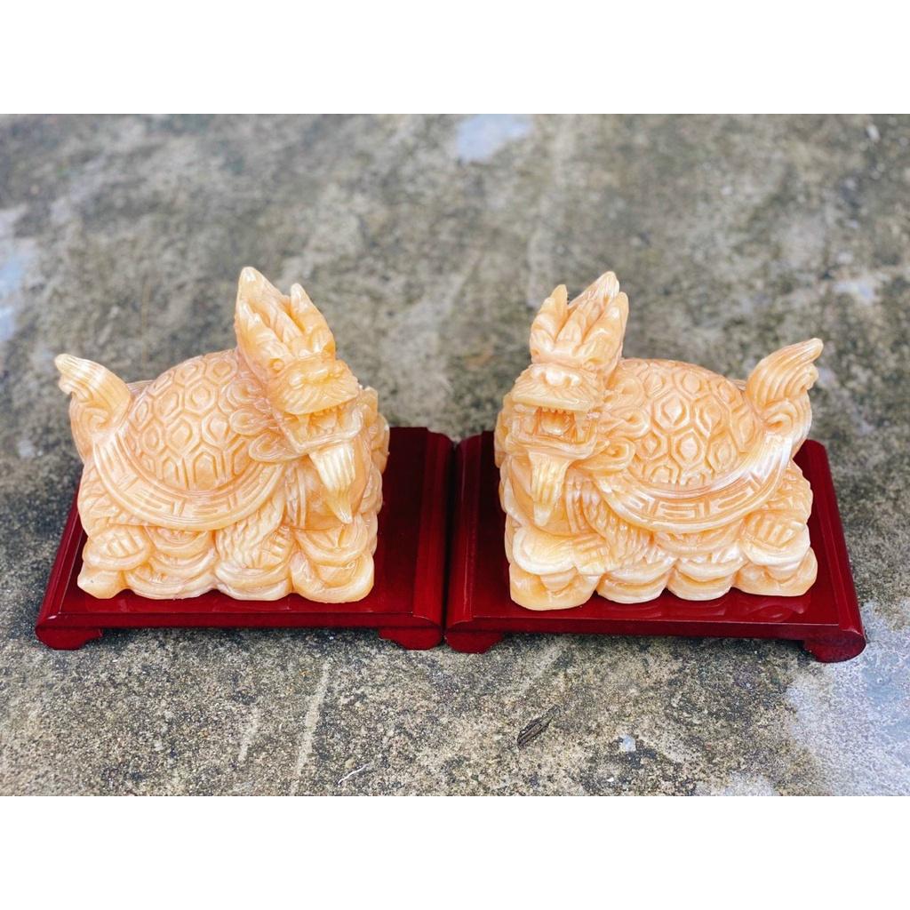 Long Quy Phong Thủy , Long Quy Đá Ngọc Hoàng Long Dài 15cm - Kèm Đế