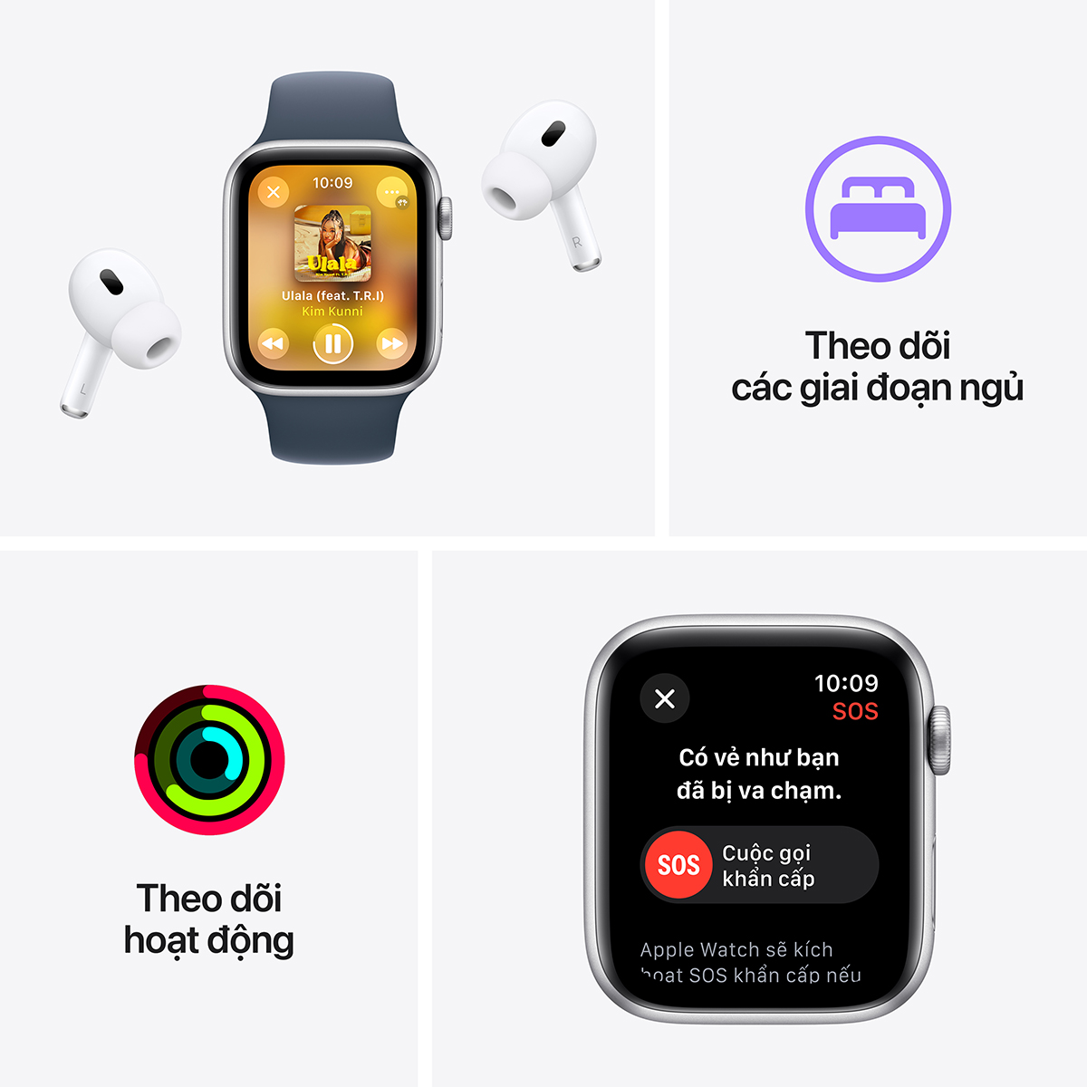 Apple Watch SE 2023 GPS Sport Band (Viền Nhôm, Dây Cao Su)