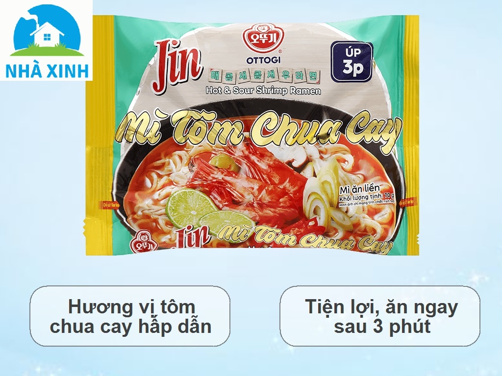 Combo 5 gói - Mì Jin Tôm chua cay Ottogi 70g