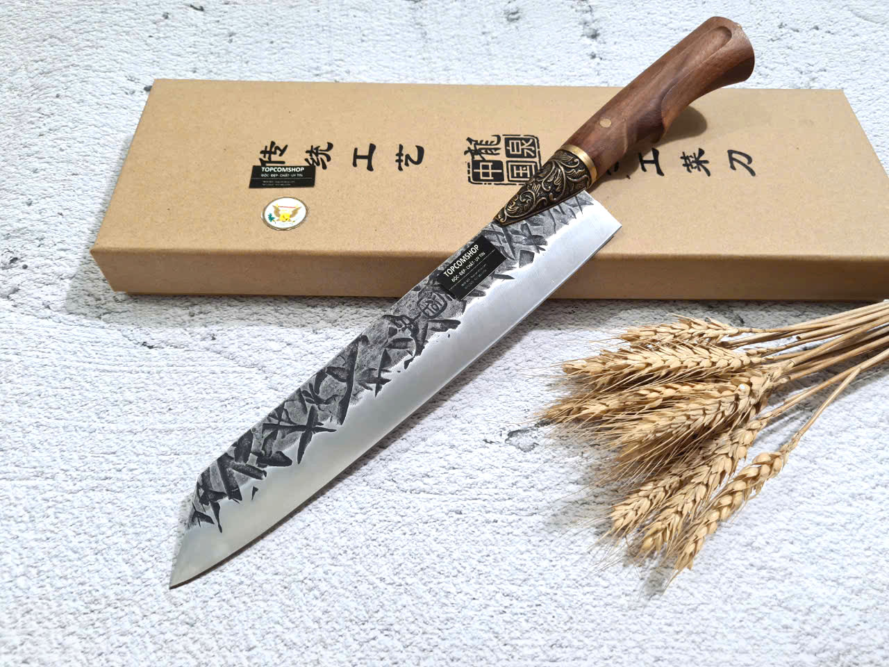DAO BẾP - DAO THÁI HOA VĂN KHÂU ĐỒNG MÃ A3 DT157 NT topcomshop vn