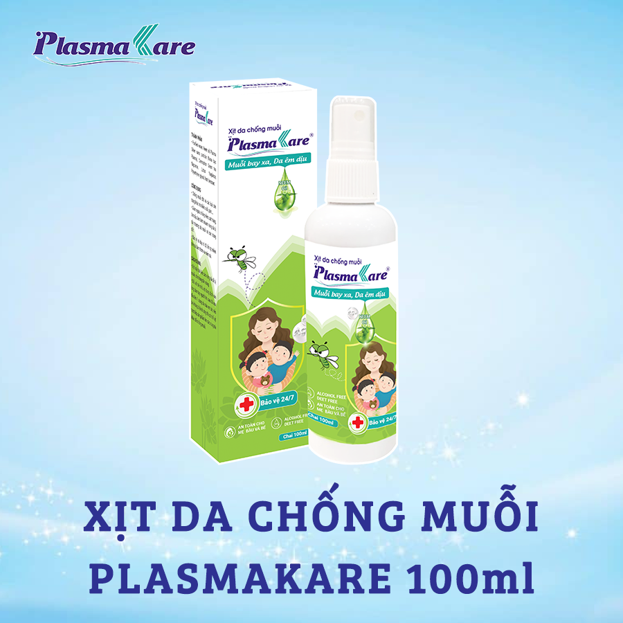 XỊT DA CHỐNG MUỖI PLASMAKARE 100ml xua đuổi Muỗl, xẹp vết đốt, Viện Sốt rét - KST -Côn trùng TƯ đã chứng nhận hiệu quả