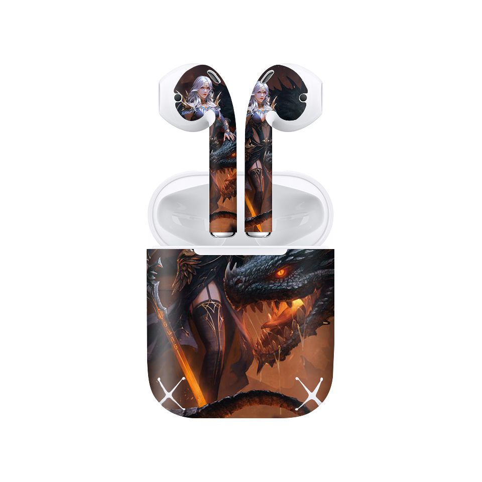 Miếng dán skin chống bẩn cho tai nghe AirPods in hình Rồng Dragon - dra010 (bản không dây 1 và 2)