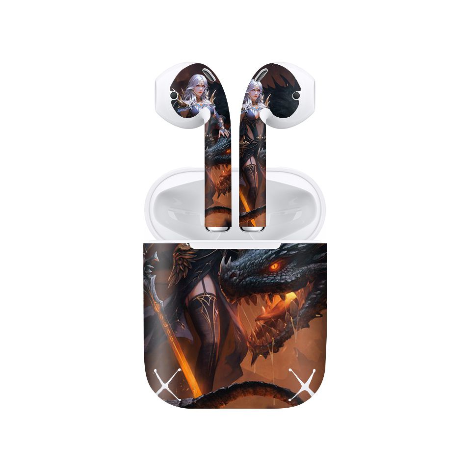 Miếng dán skin chống bẩn cho tai nghe AirPods in hình Rồng Dragon - dra010 (bản không dây 1 và 2)