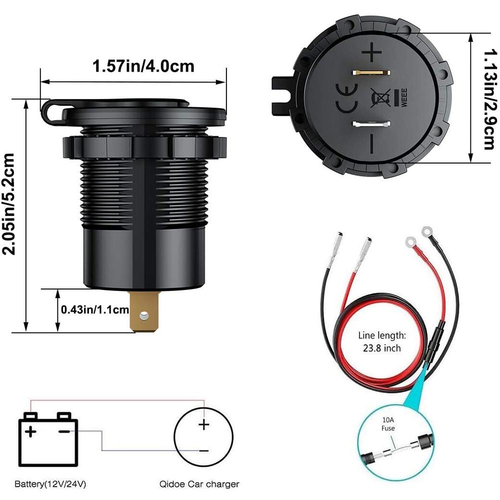 QC3.0 kép USB Bộ sạc ổ cắm Voltmeter chuyển đổi Waterproof 36W 6A USB Outlet sạc nhanh cho xe máy 12V xe máy.
