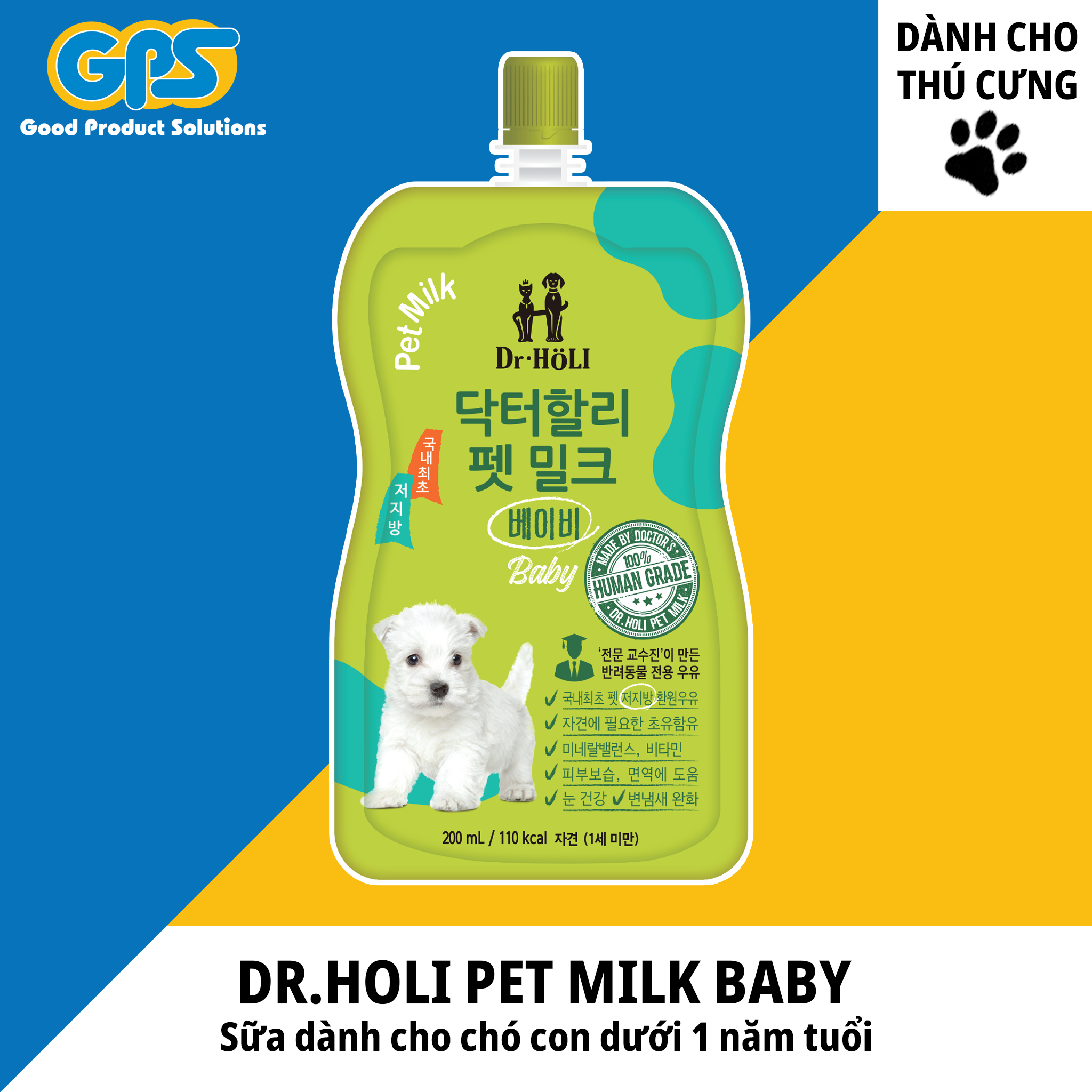 SỮA TƯƠI DINH DƯỠNG CHO CHÓ CON Dr.HOLI PET MILK BABY 200ML