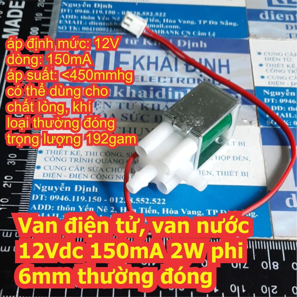 Van điện tử, van nước 12Vdc 150mA 2W phi 6mm thường đóng kde7008