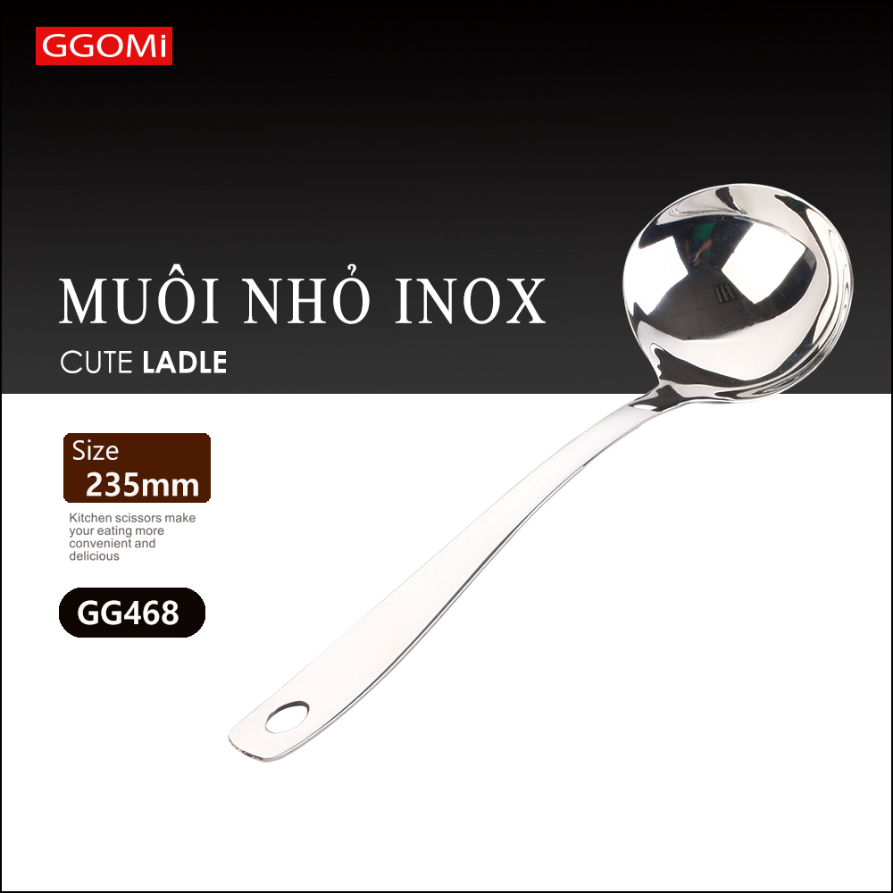 Muôi múc canh cỡ nhỏ dài 23.5cm, rộng 7.5cm bằng thép không gỉ an toàn sức khỏe GGOMi Hàn Quốc GG468