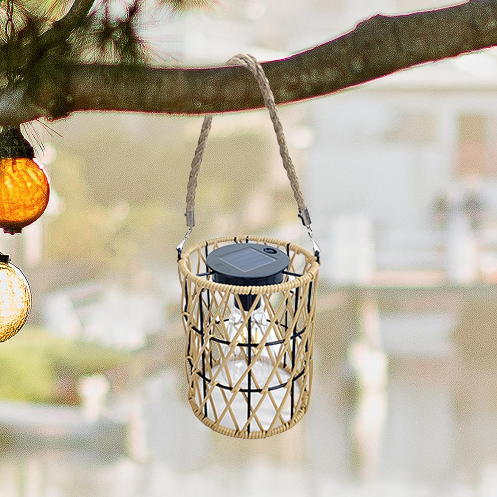 Solar Outdoor Lamp Boho Lamp Hanging Lamp with Bulb for Pathway Outside Porch