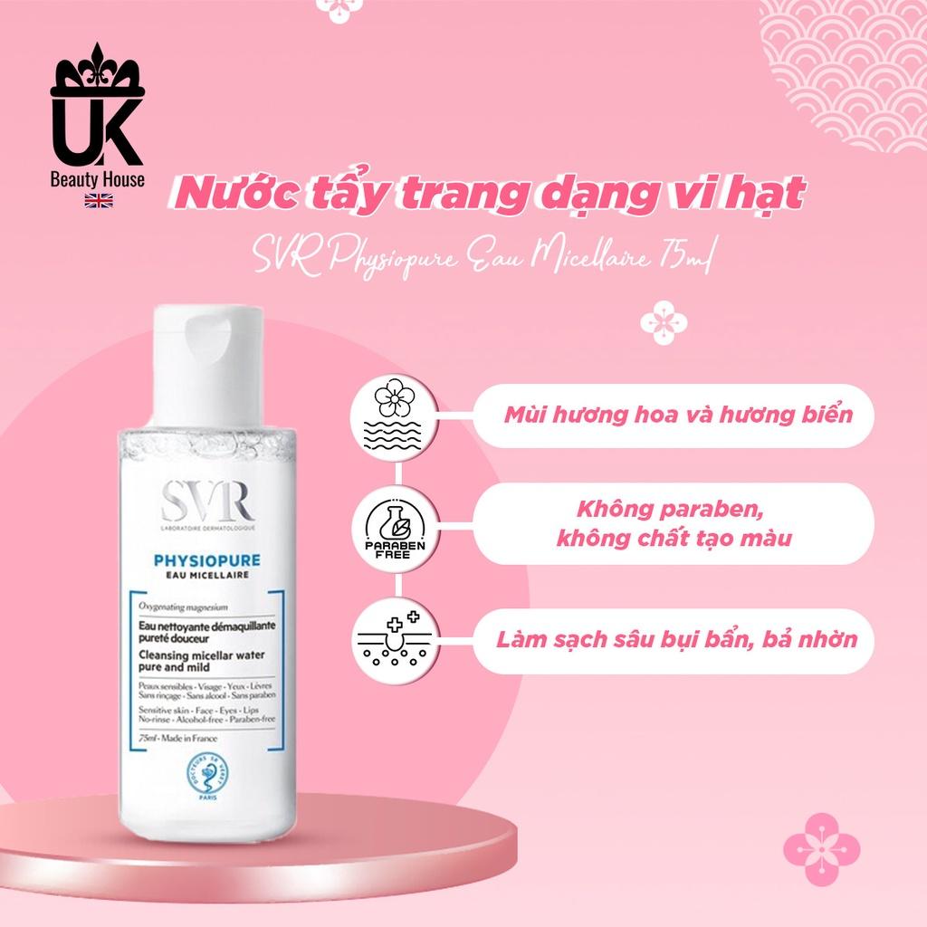 Nước tẩy trang dạng vi hạt mixen SVR Physiopure Eau Micellaire 75ml