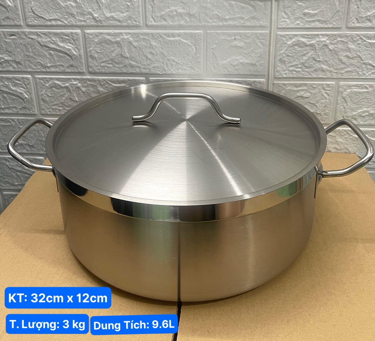 Nồi Inox 2 Quai Cao Cấp 3 Đáy _ Dung Tích: 9.6Lít _