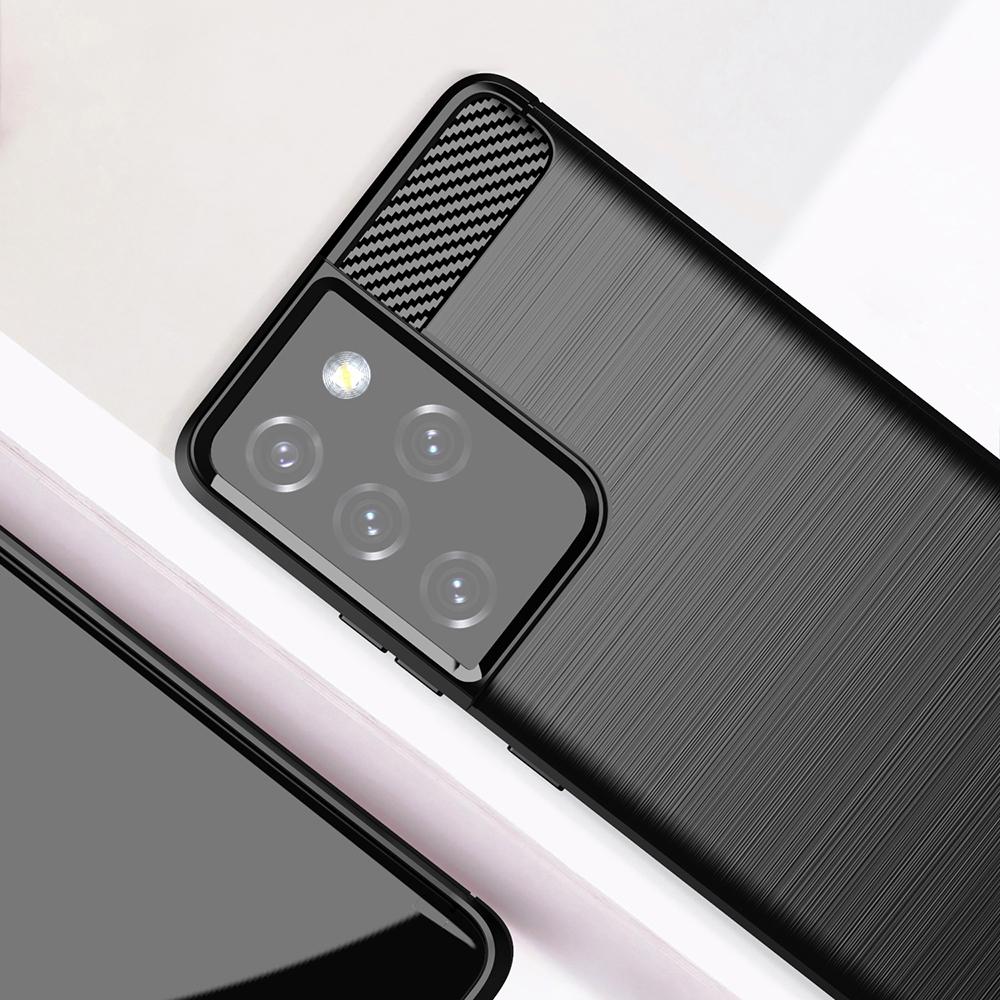 Ốp lưng dành cho Samsung S21 Ultra 5G ốp silicone mềm Carbone phay xước chống sốc chống vân tay