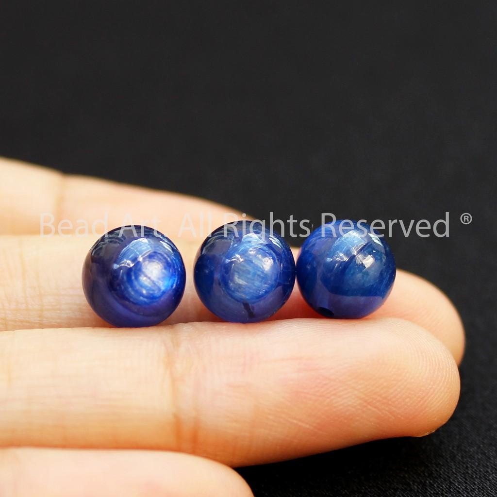 [1 Hạt] 8MM-8.5MM Đá Kyanite Tự Nhiên Xanh Dương Loại AA, Đá Phối Vòng Tay Phong Thuỷ, Trang Sức, Chuỗi Hạt, Mệnh Thuỷ, Mộc - Bead Art