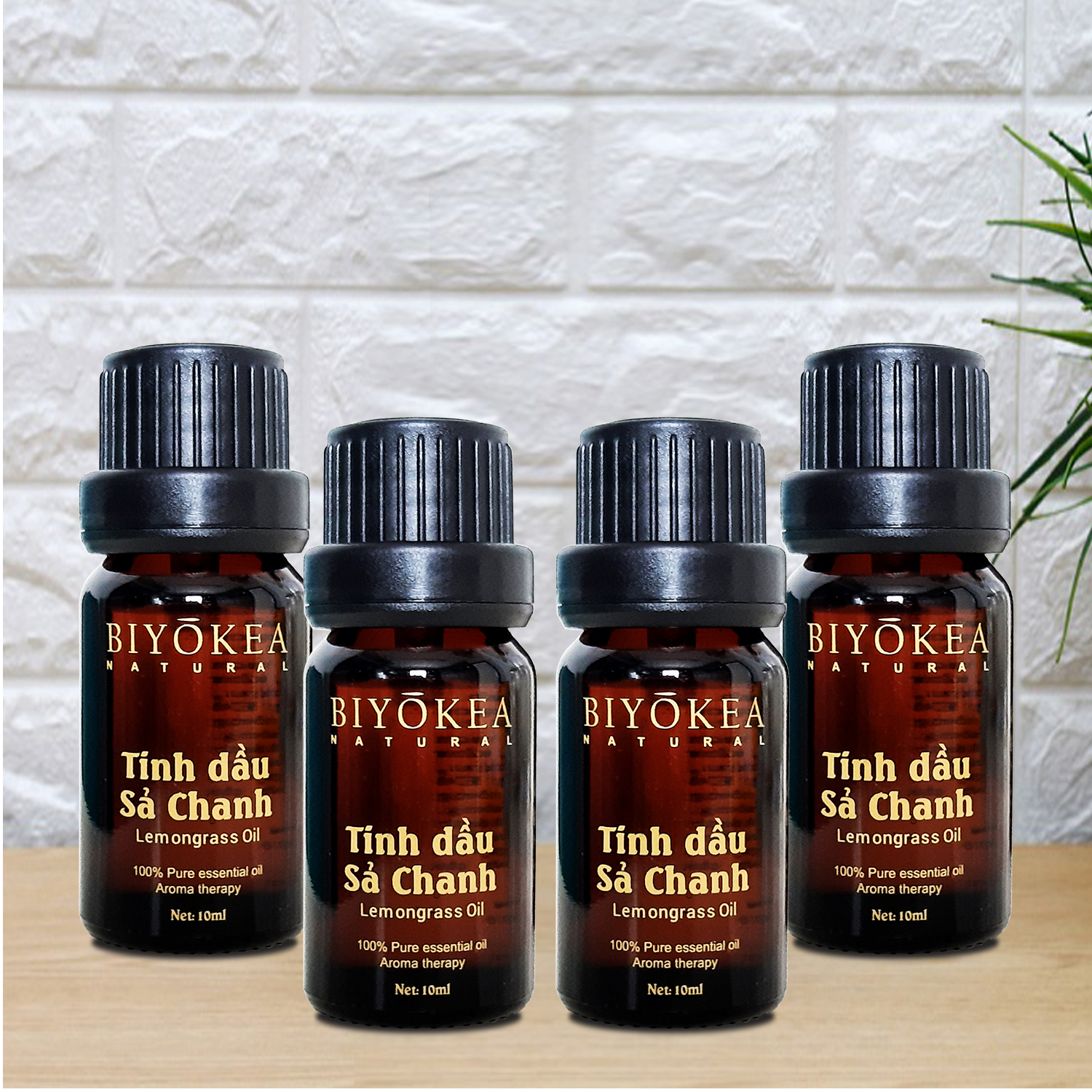 Combo 4 chai tinh dầu Sả chanh thiên nhiên Biyokea xông phòng đuổi muỗi, xông khử mùi dung tích 10ml
