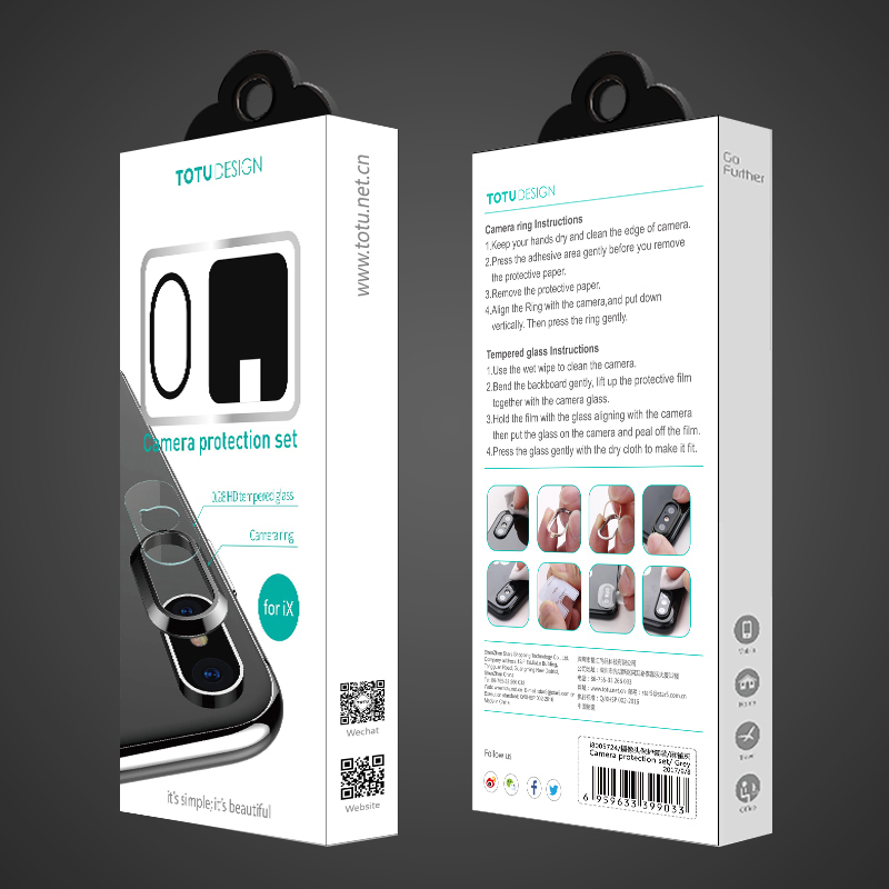 Miếng dán kính cường lực Camera và viền bảo vệ Totu cho iPhone X / XS / XS MAX (Đen) - Hàng chính hãng