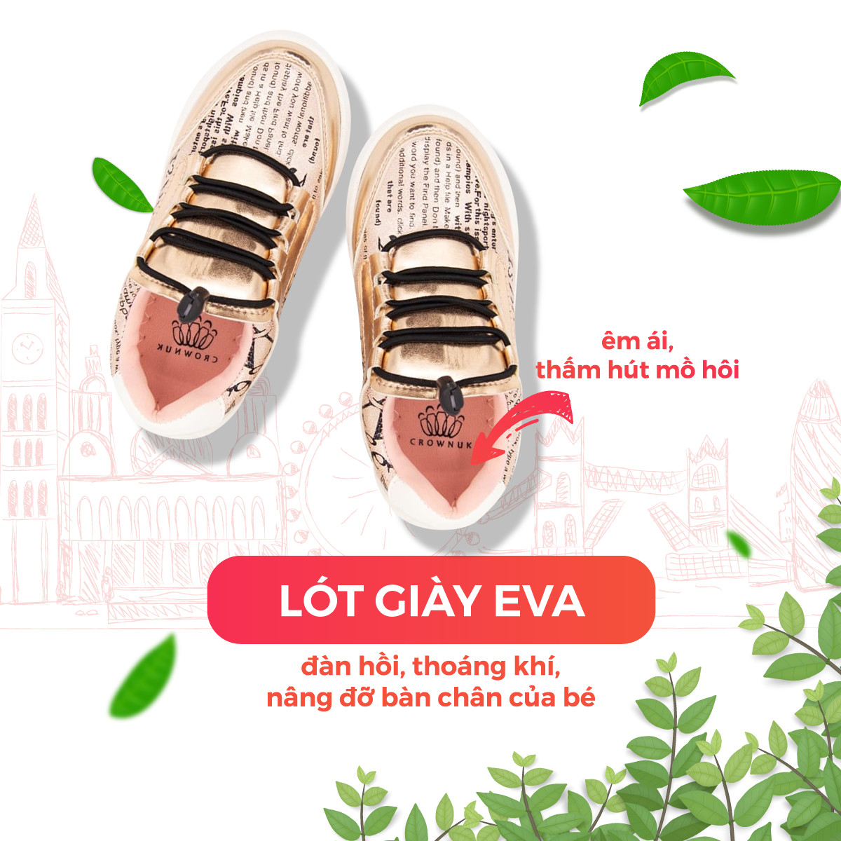 Giày Thể Thao Sneaker Bé Trai Bé Gái Đi Học Cổ Thấp Crown Space UK Active Trẻ em Cao Cấp CRUK251 Siêu Nhẹ Êm Size 28-36/4-14 Tuổi