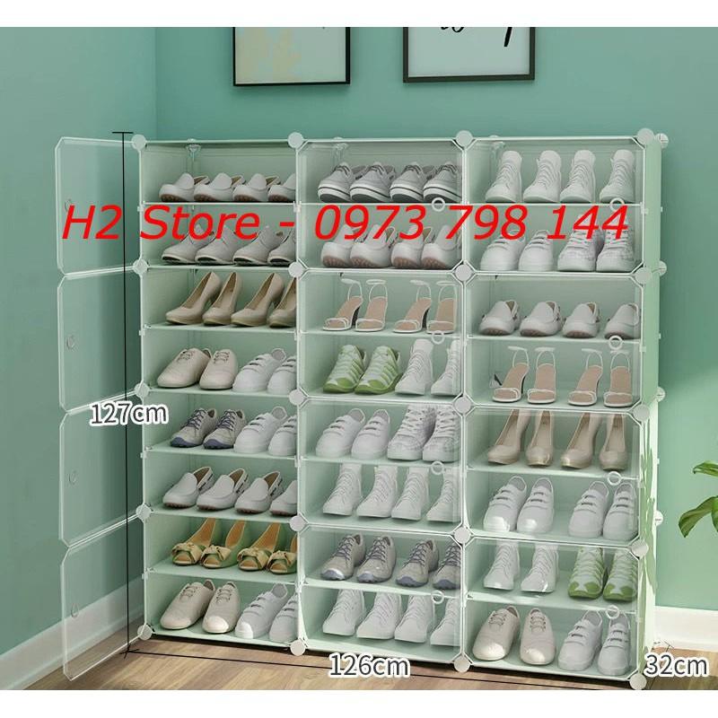 TỦ ĐỂ GIÀY LẮP GHÉP ĐA NĂNG 24 Ô CỬA TRẮNG TRONG