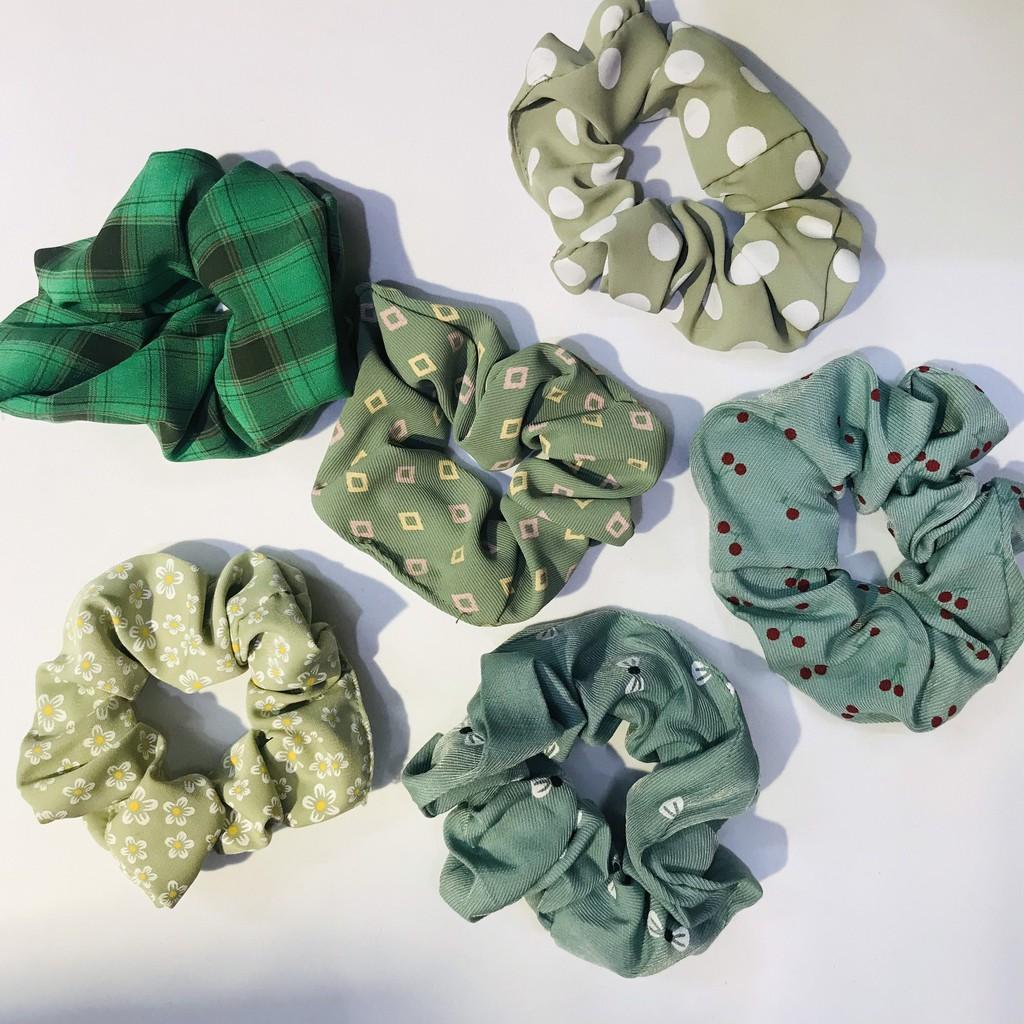 Dây buộc tóc scrunchies đẹp, chun cột tóc vải họa tiết hoa hàn quốc(giao mầu ngẫu nhiên)