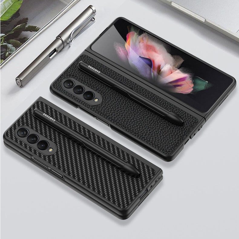 Ốp lưng da xịn dành cho SamSung Galaxy Z Fold3 kèm khay đựng bút có thể tháo rời tiện lợi