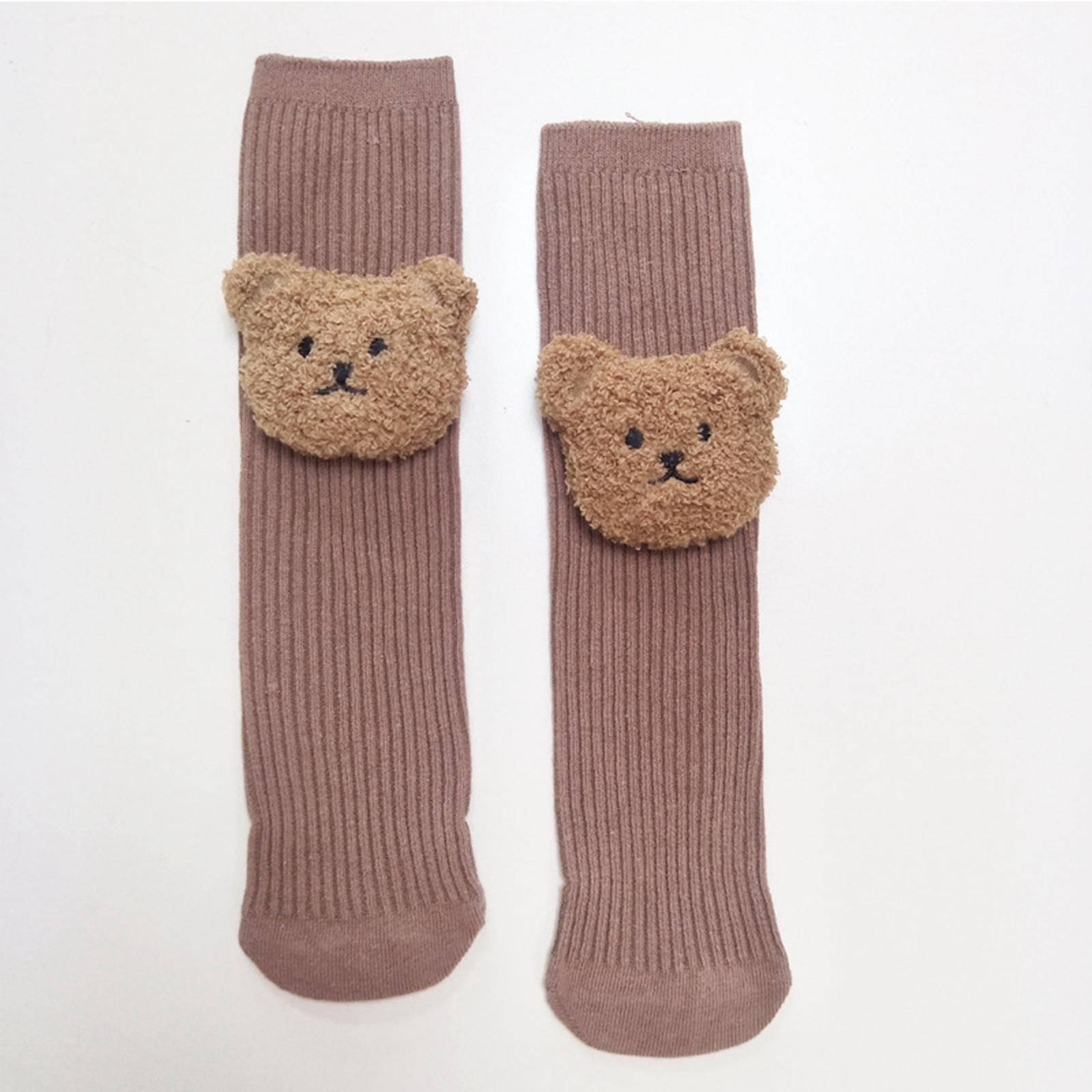 2 Pairs Thickened Baby Socks 3D Bear Cartoon Cotton for Boys Girls Infant