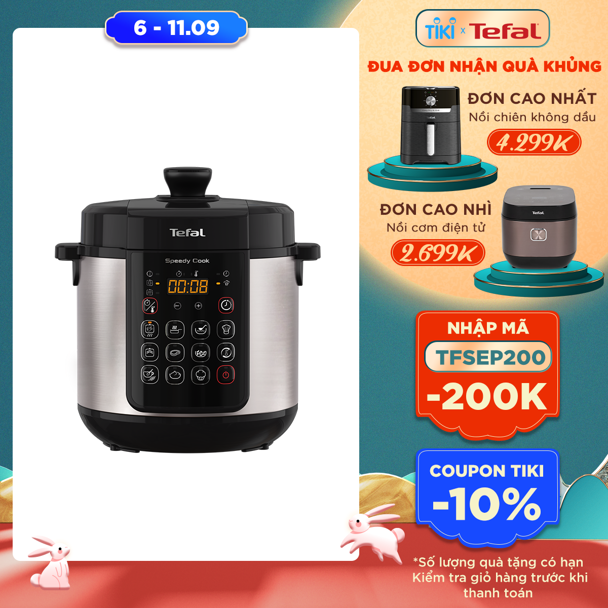 Nồi áp suất điện đa năng Tefal Speedy Cook 5L CY222D68 - Hàng chính hãng