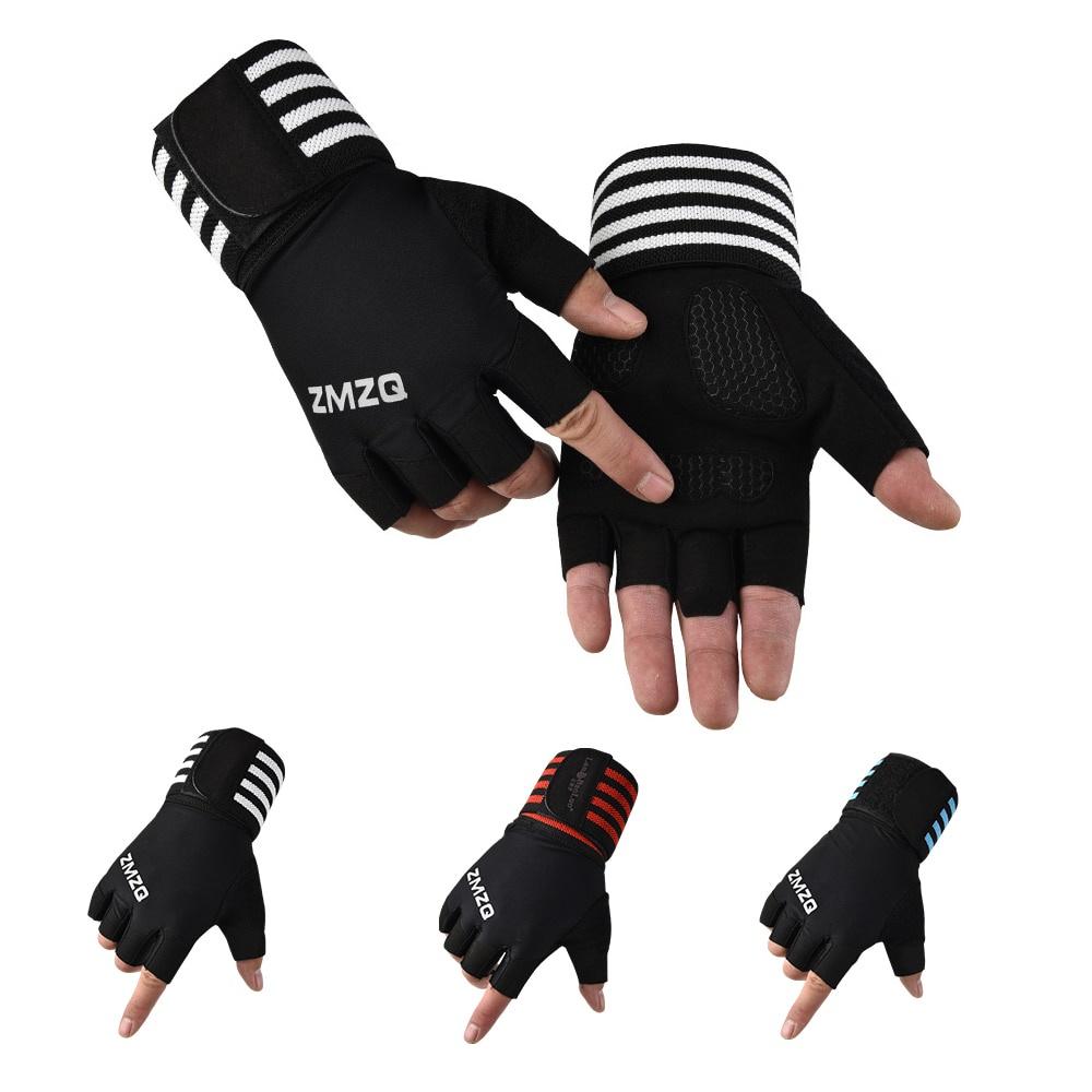 Half Finger Weight Lifting Gloves Heavyweight Dumbbell Horizontal Bar Exercise Wrist Training Fitness Gloves With Wristband