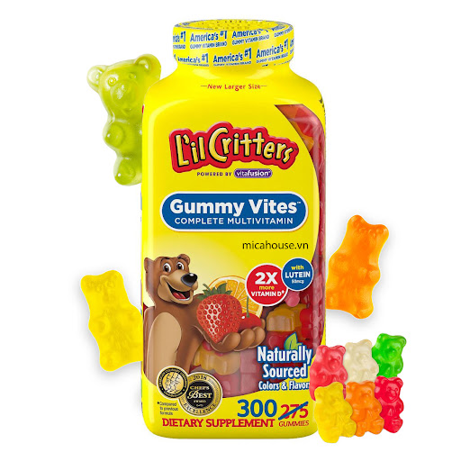 Vitamin tổng hợp cho trẻ L'il Critters Gummy Vites Daily Mỹ chứa vitamin và khoáng chất hỗ trợ miễn dịch, mắt, chống oxy hóa và tăng sức khỏe tổng thể - QuaTangMe Extaste