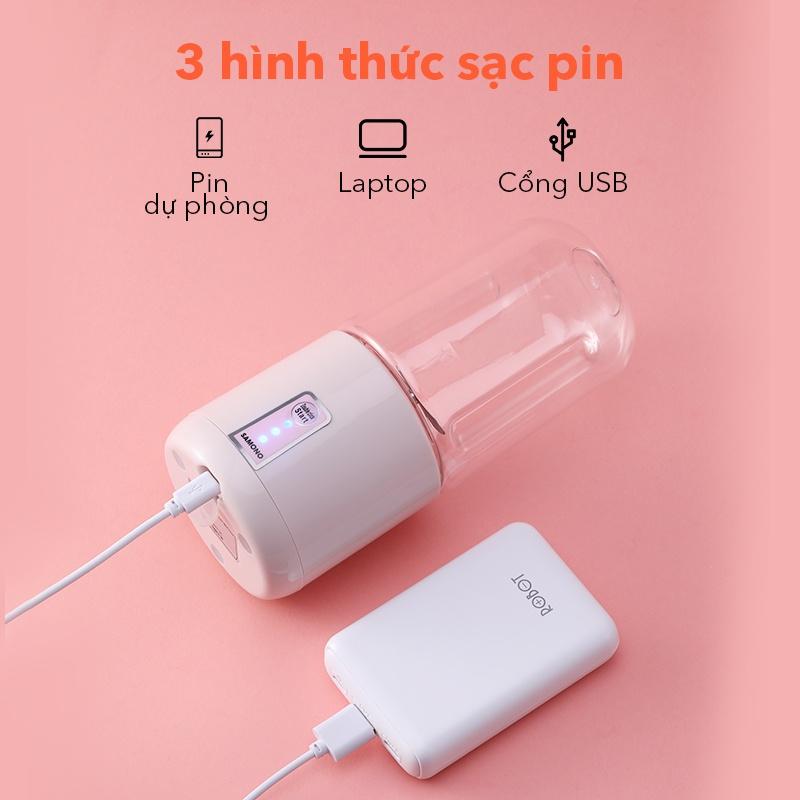 Máy xay sinh tố mini cầm tay SAMONO SW-Y7 nhỏ gọn tiện lợi phong cách Nhật Bản - Bảo hành 12 tháng - Hàng chính hãng