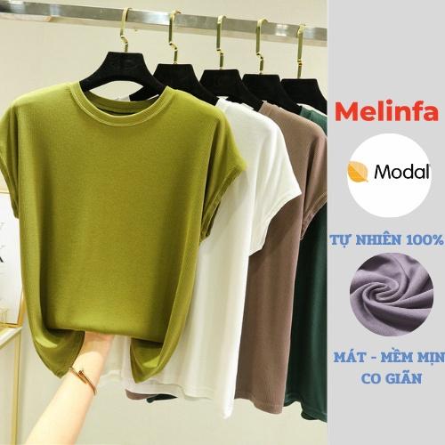 Áo thun cổ tròn vải Modal tự nhiên mát lạnh, áo phông nữ cộc tay mặc mùa hè mã VAA0431
