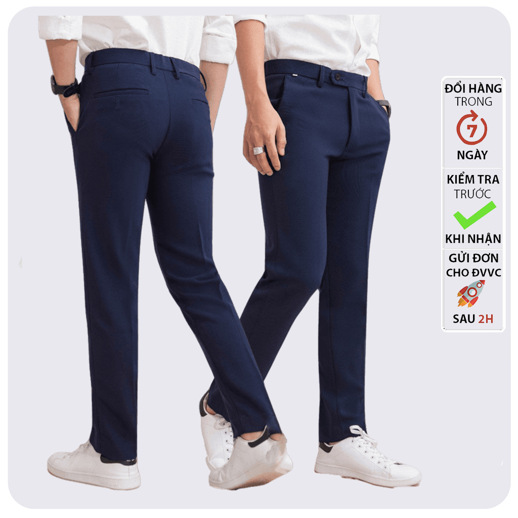 Quần tây nam vải tuyết mưa xanh than
