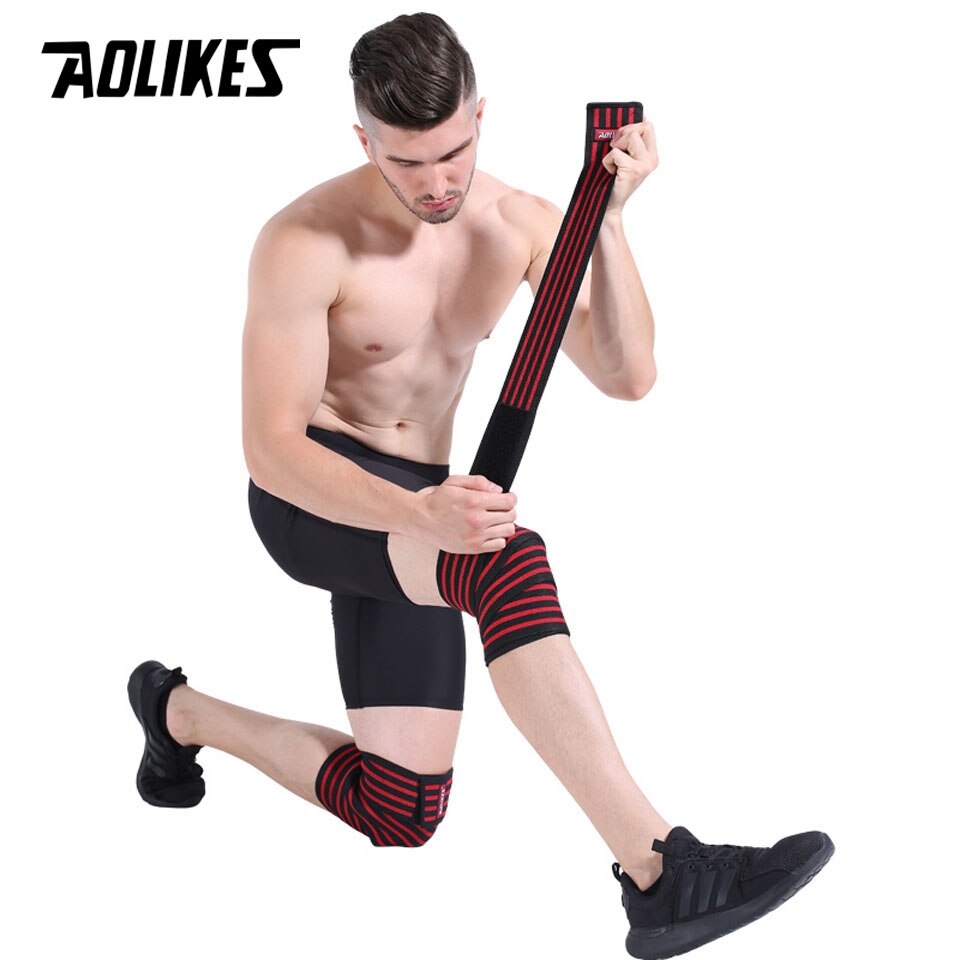 Bộ 2 băng quấn đầu gối tập gym AOLIKES A-7167 knee compression straps