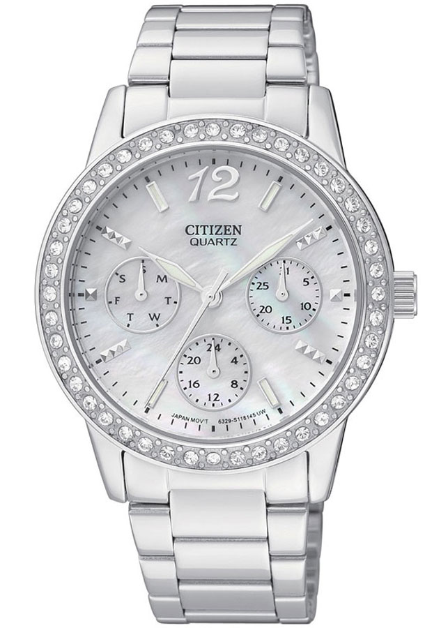 Đồng Hồ Citizen Nữ Đính Đá Swarovski Dây Kim Loại Pin-Quartz ED8090-53D - Mặt Xà Cừ