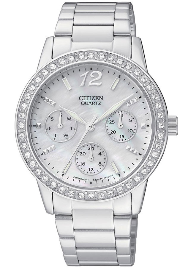 Đồng Hồ Nữ Citizen Đính Đá Swarovski Dây Thép Không Gỉ ED8090-53D - Mặt Xà Cừ