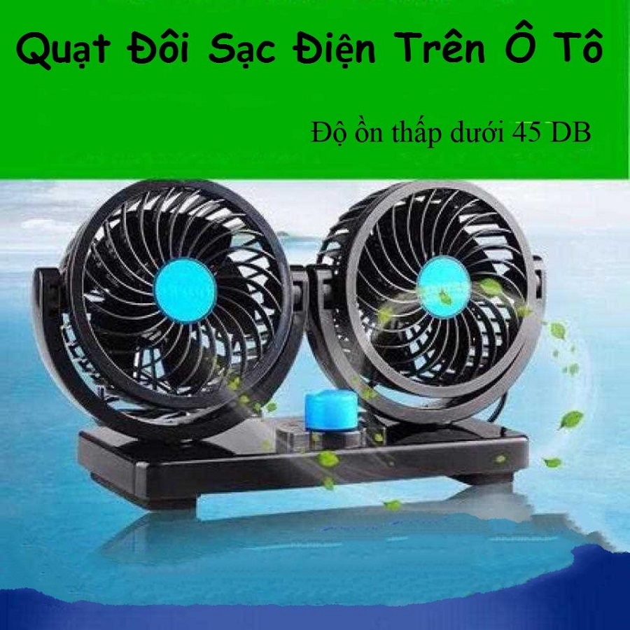 Quạt đôi xoay 360 độ trên ô tô