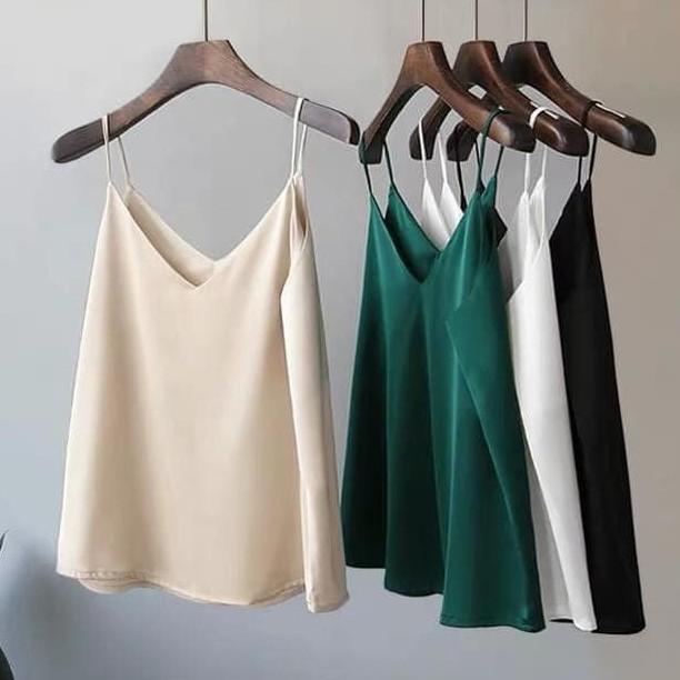 Áo 2 Dây Vải Lụa Satin Mặc Trong Vest Cực Sang Chảnh