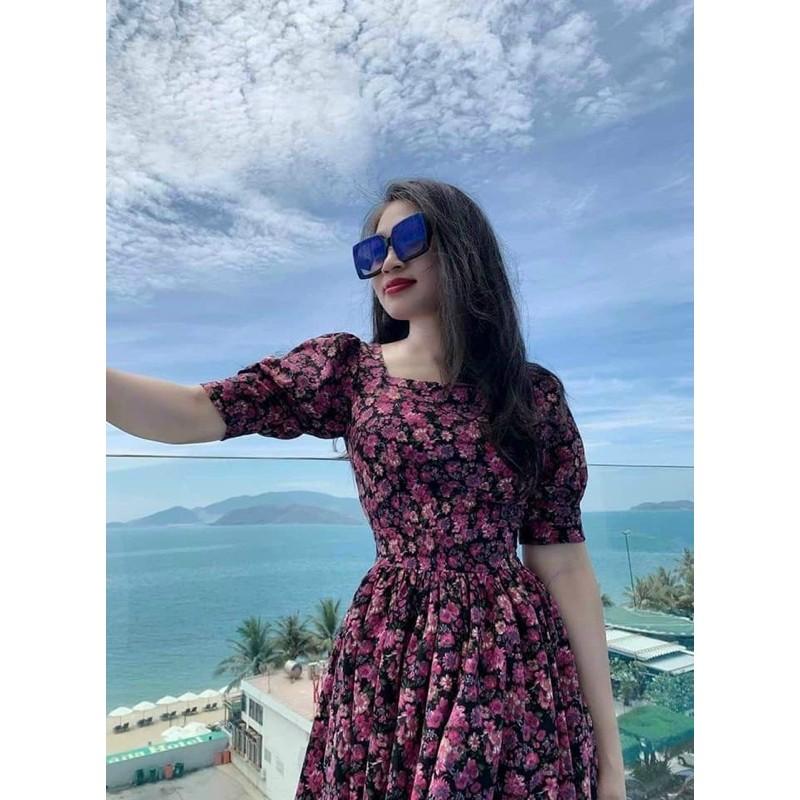 ĐẦM HOA NHÍ DÁNG XOÈ CỔ VUÔNG