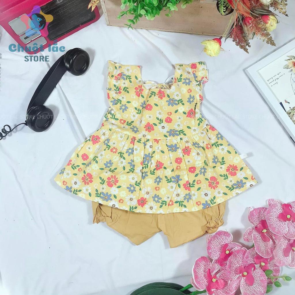 Bộ Quần Áo Bé Gái Babydoll Hoa Nhí 7kg Đến 18kg Màu Hồng, Vàng, Tím