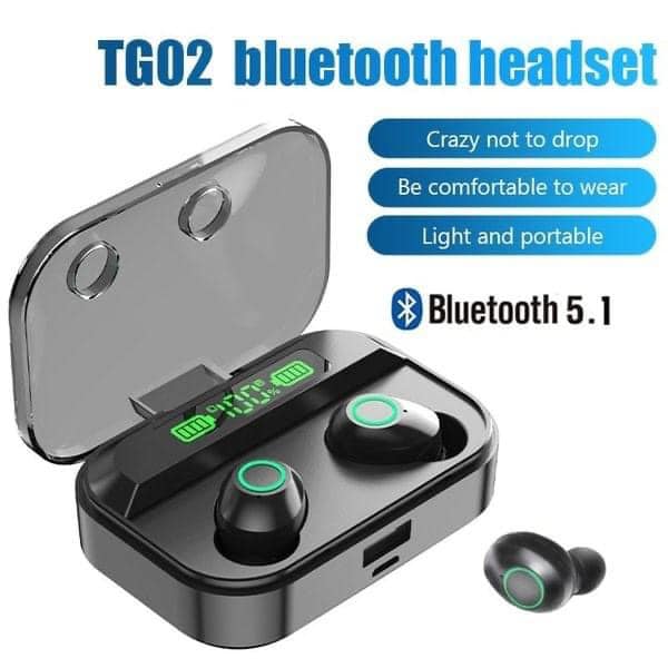 Tai nghe bluetooth TG02 cảm ứng vân tay, đỉnh cao chống ồn, dùng cho IOS Và Android