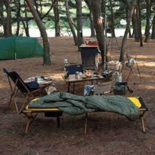 Đồ cắm trại Giường xếp Naturehike NH19X003-C gấp gọn du lịch dã ngoại glamping vải căng xịn thoáng khí nằm êm vân gỗ A117