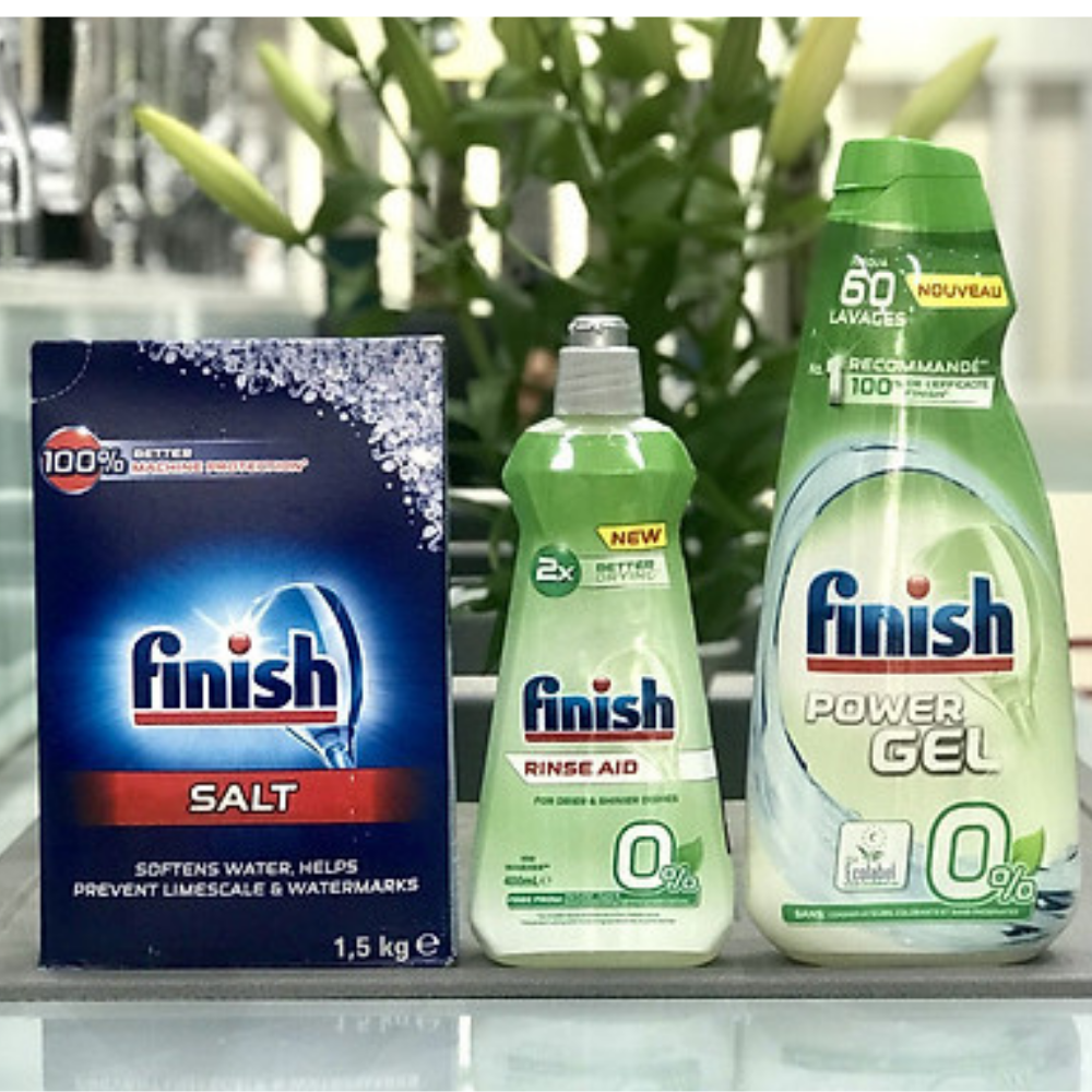 Combo Finish Eco : Gel rửa bát Eco 900ml + Bóng Eco 400ml + Muối 1,5kg